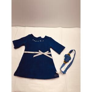American Girl Doll Truly Me Blue Sweater Rhinestone Studded Dress & Headband